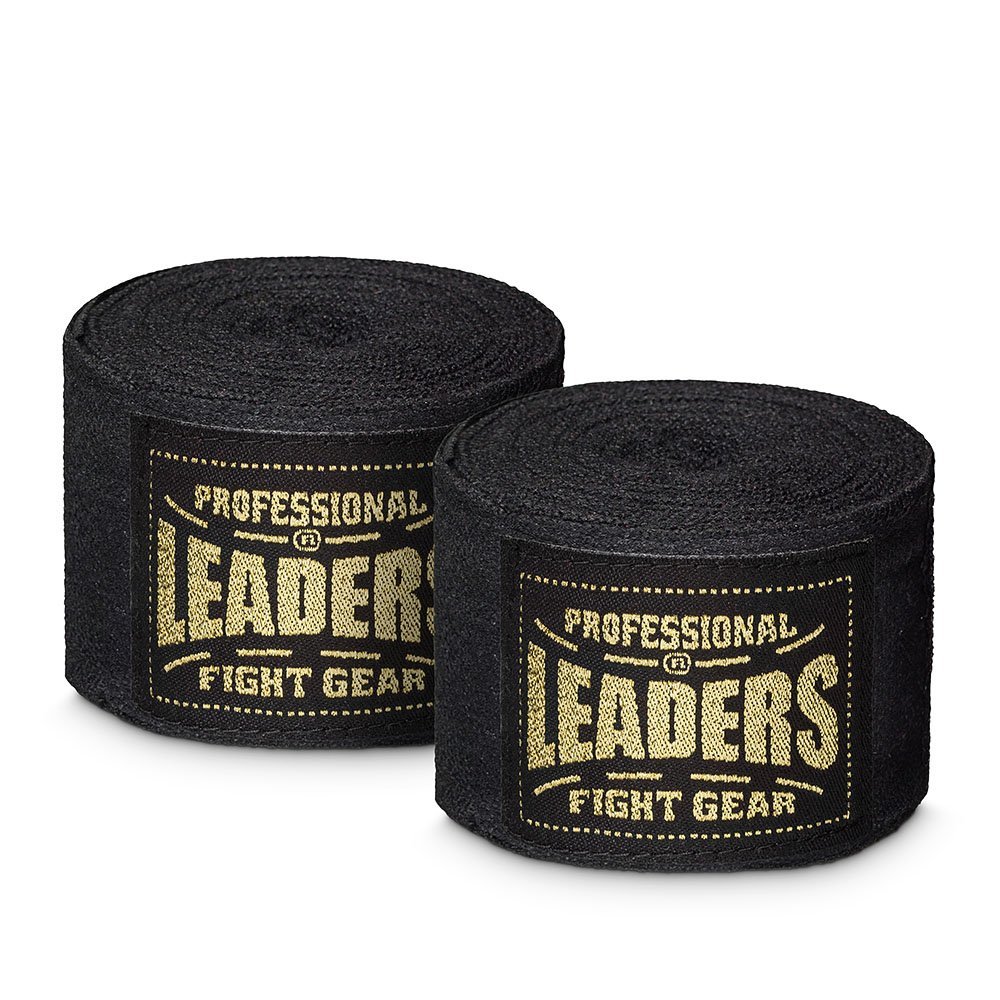 Бинты боксерские LEADERS Semi elastic 50/50 5.5m (5.5 м, 50% хлопок/50% эластан, черный)