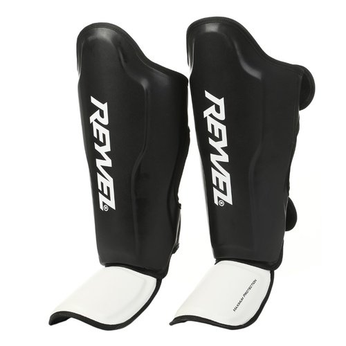 Защита голень-стопа REYVEL Муай тай черно-белая