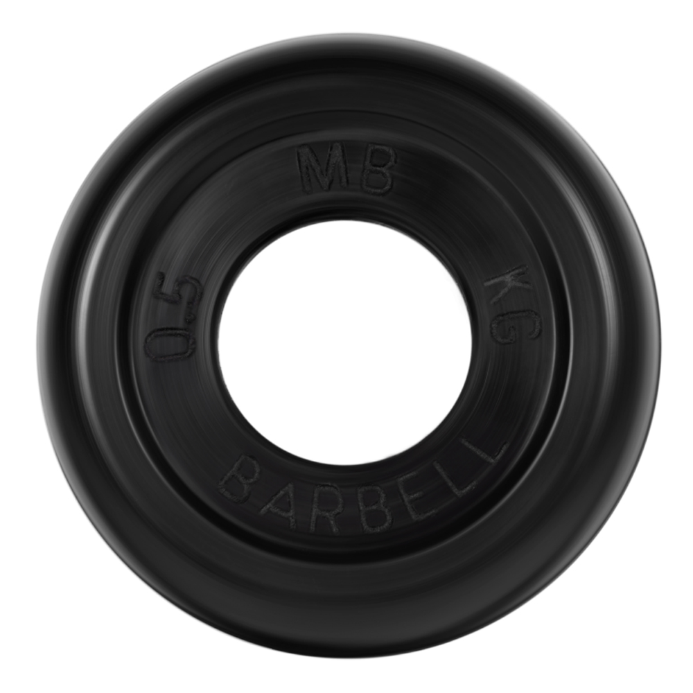 Диск черный обрезин.  D-26/ 0,5кг Barbell