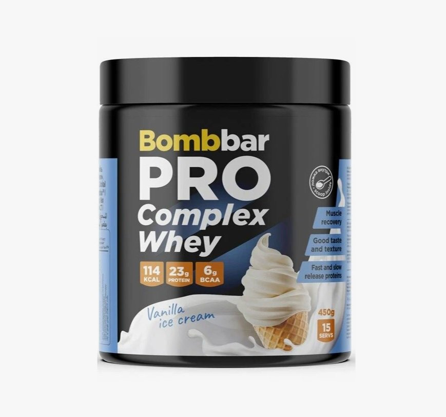 BOMBBAR PRO Complex Многокомпонентный протеин (450 г.) (Ванильное мороженое)