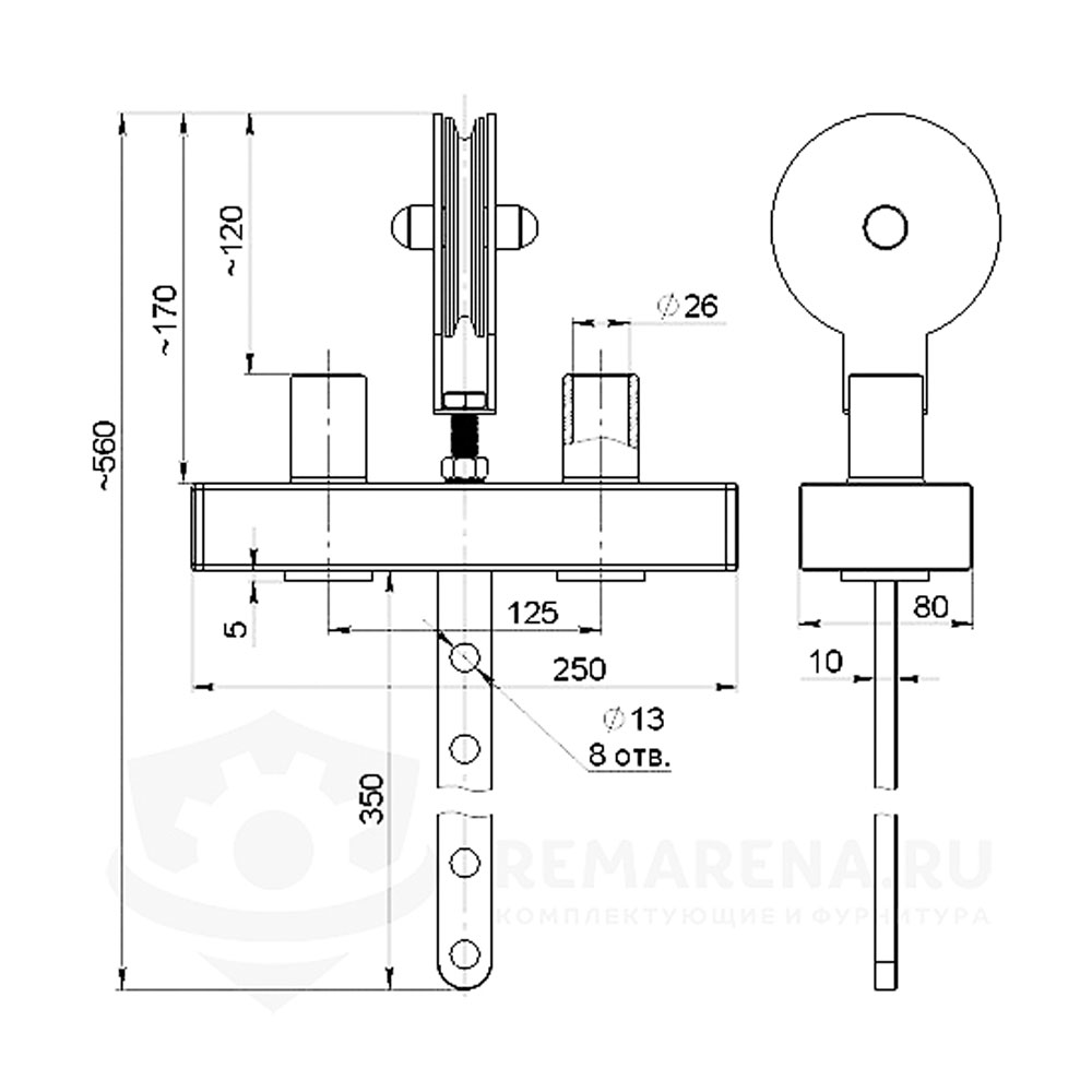 Флейта 50 кг с роликом
